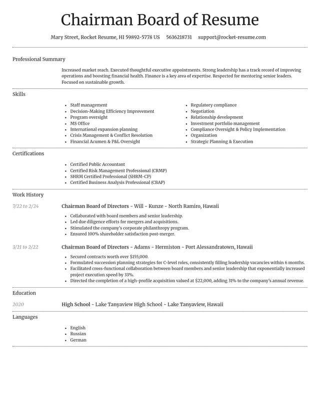 Dignified resume template