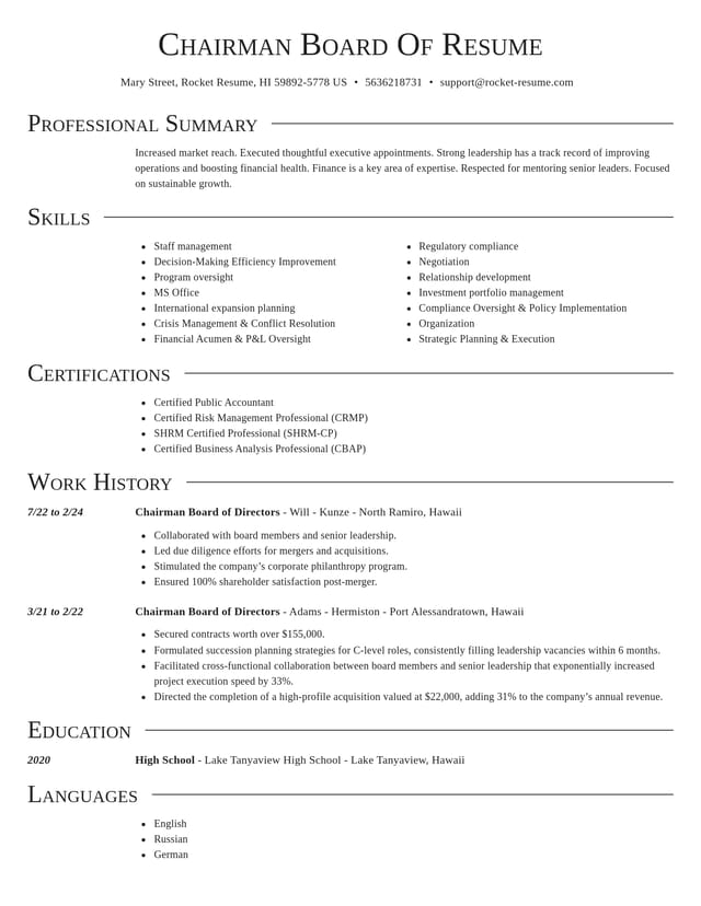 Director resume template