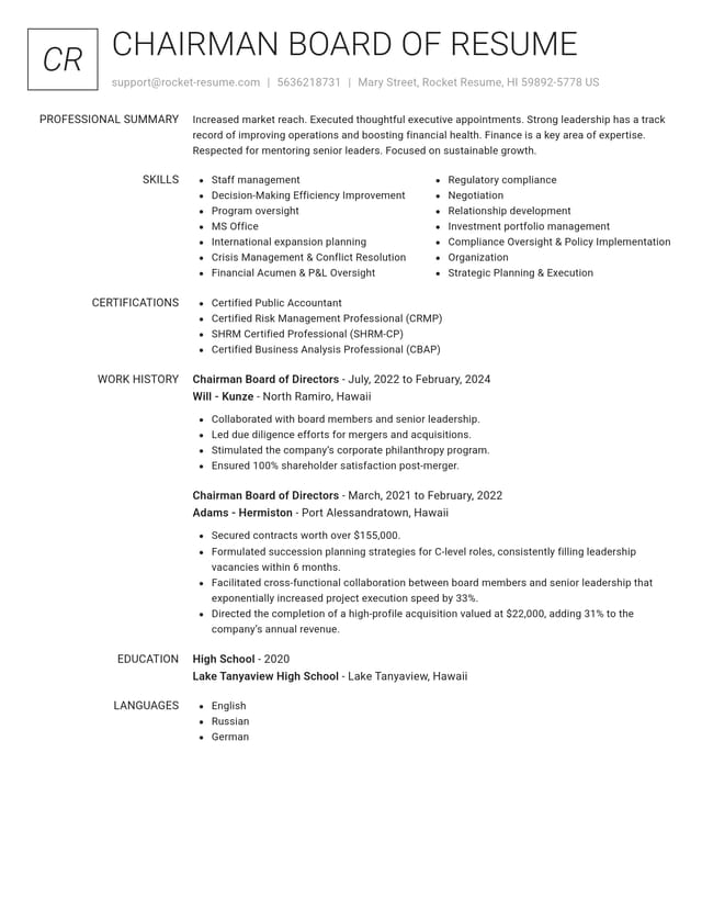 Renowned resume template