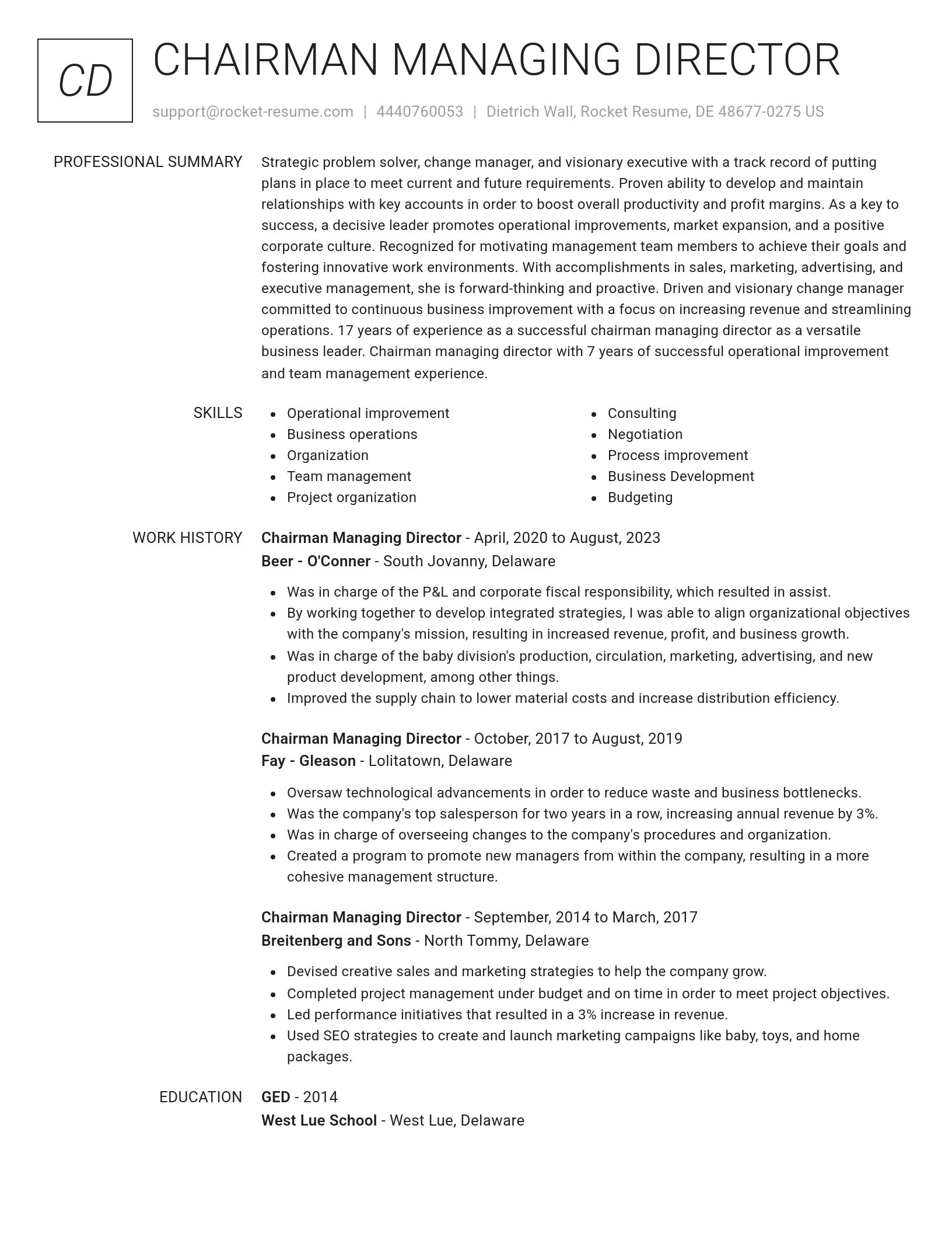 Renowned resume template