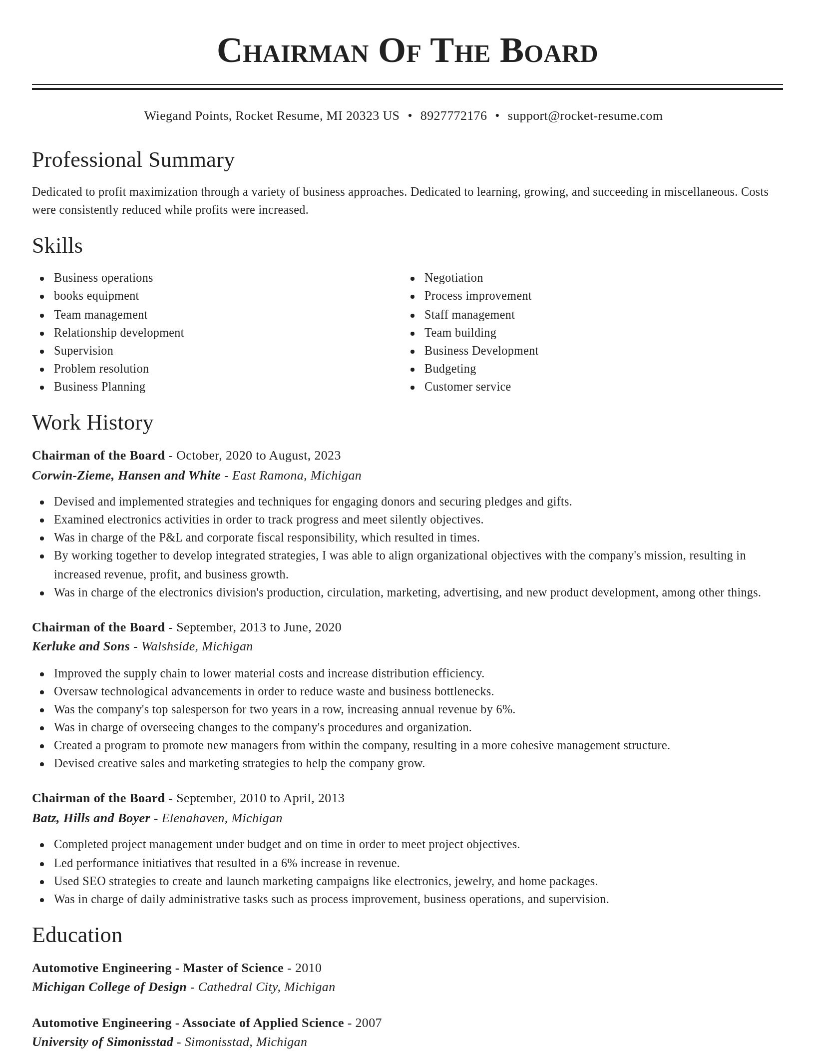 Classic resume template