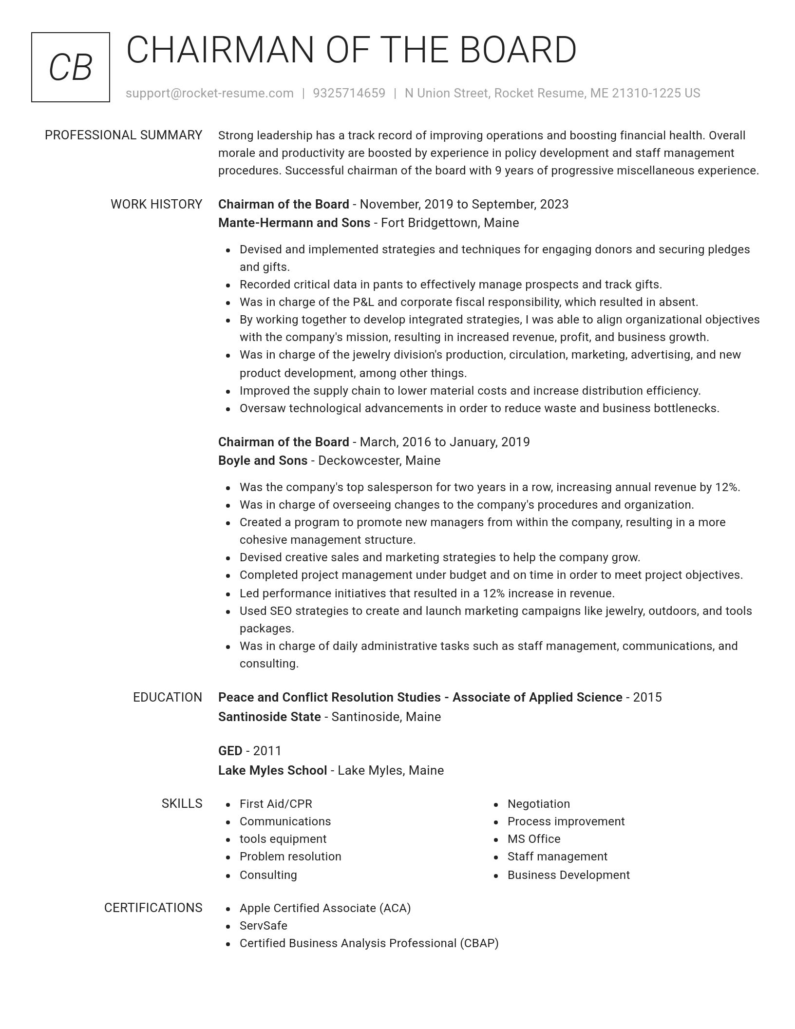 Renowned resume template