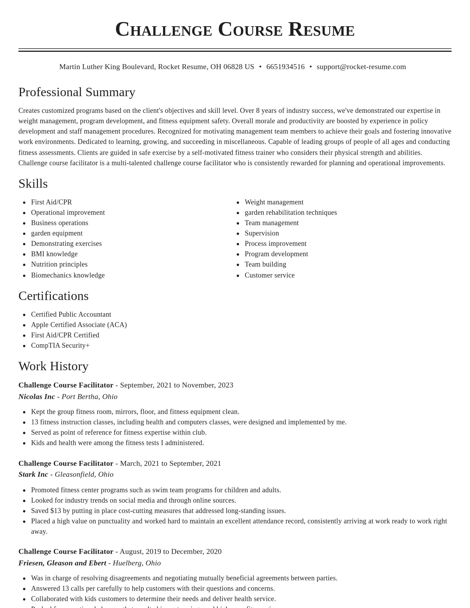Classic resume template