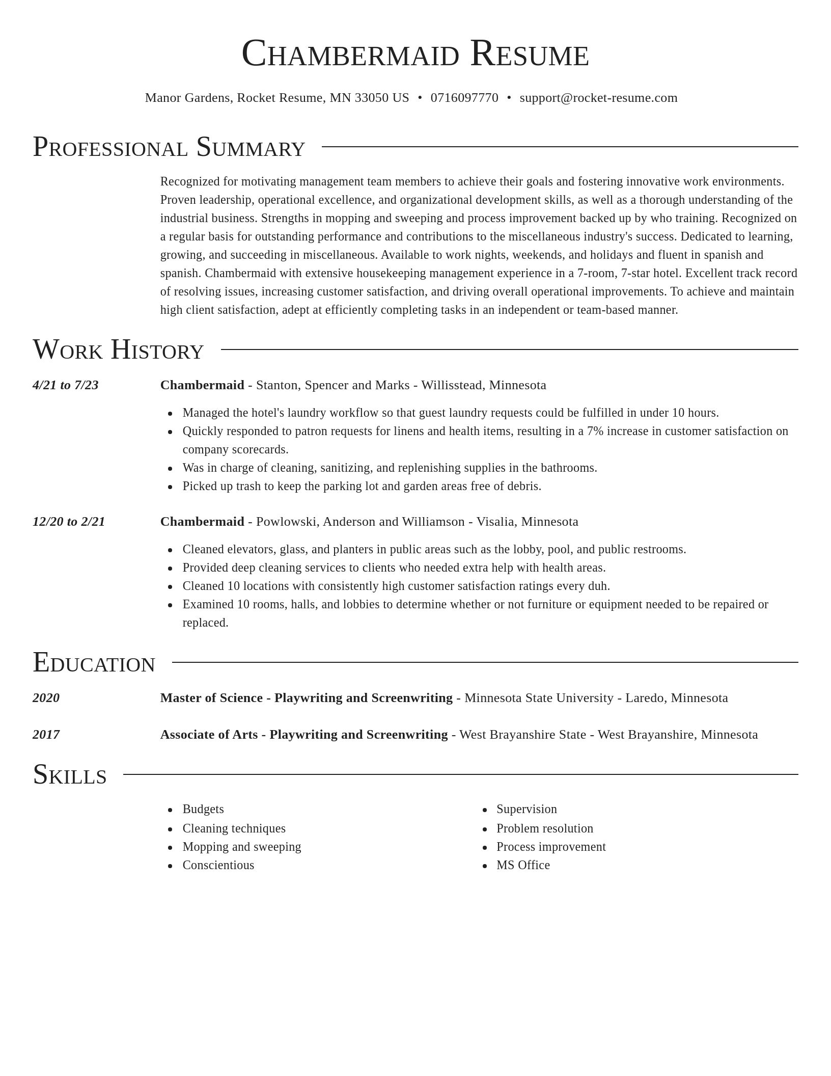Director resume template