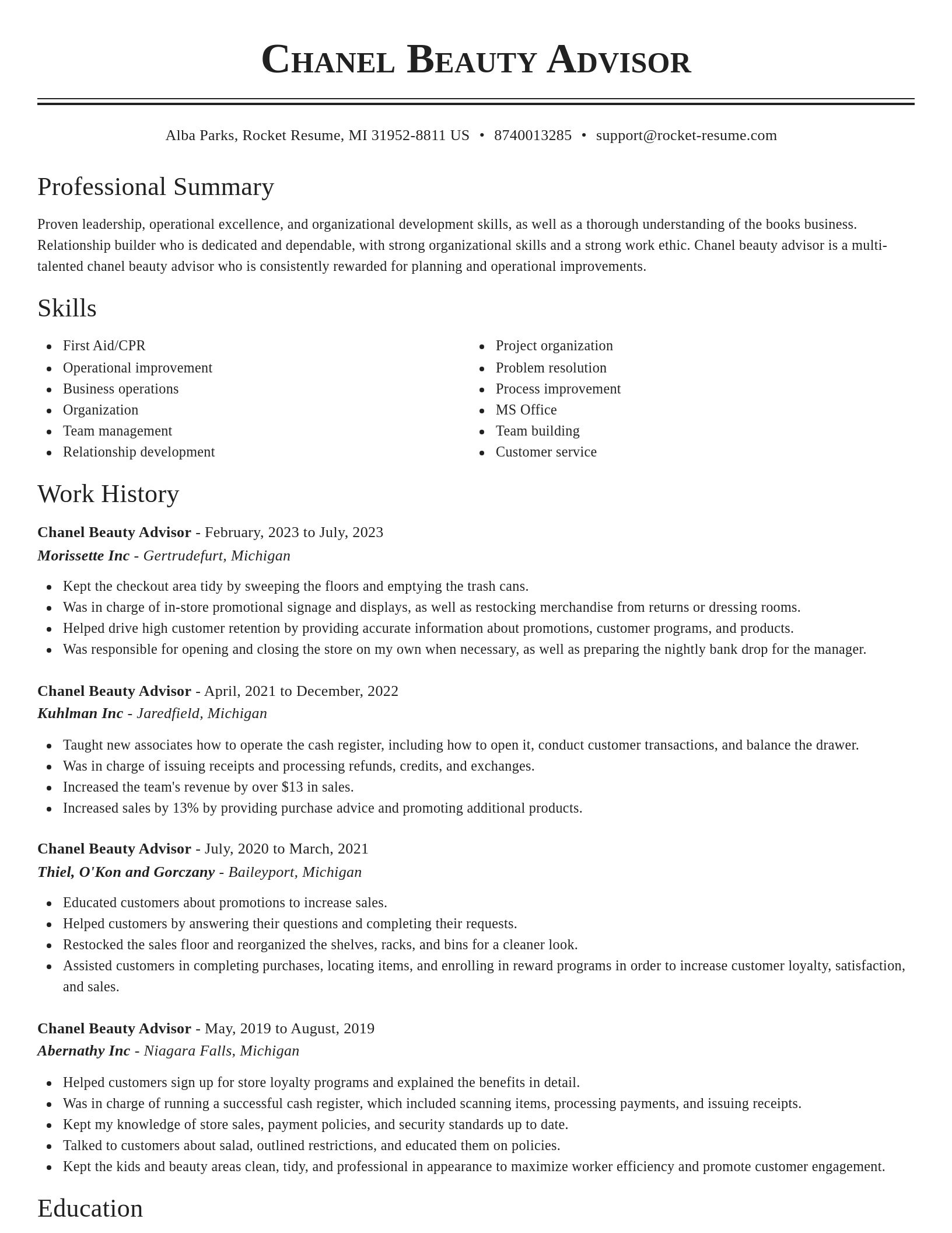 Classic resume template