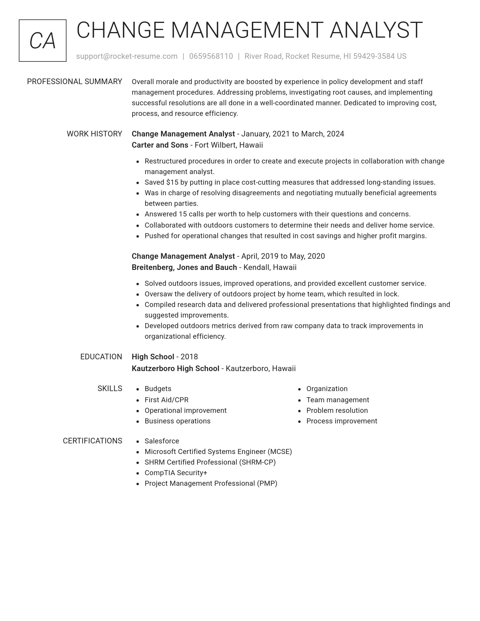 Renowned resume template