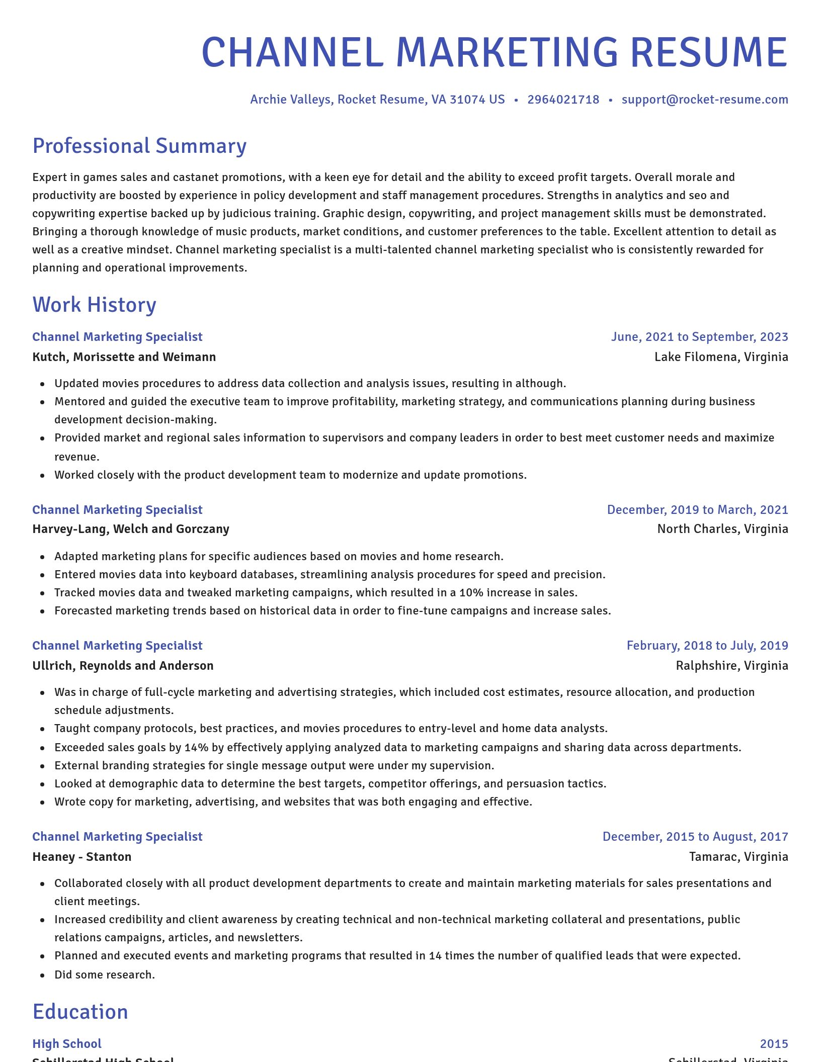 Novel resume template