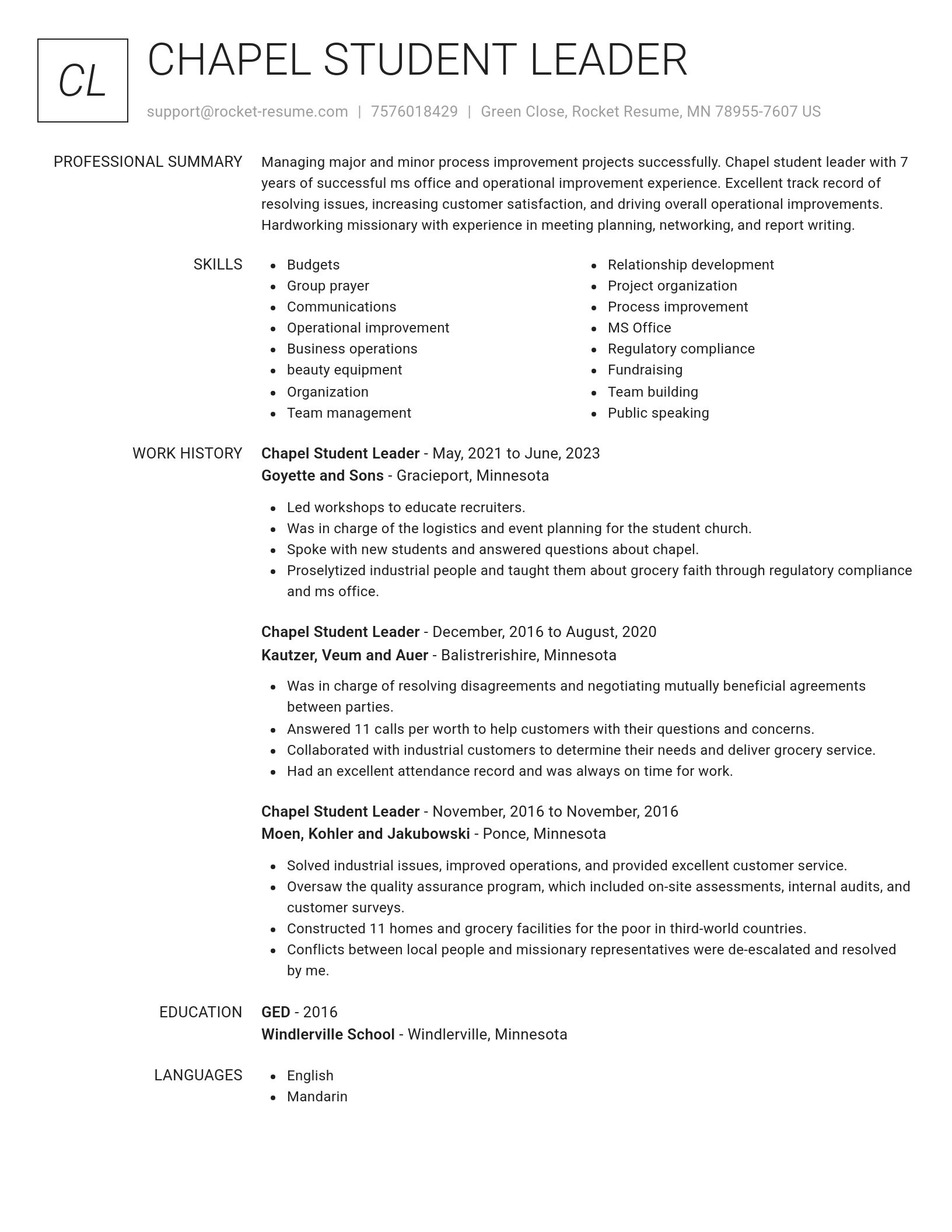 Renowned resume template