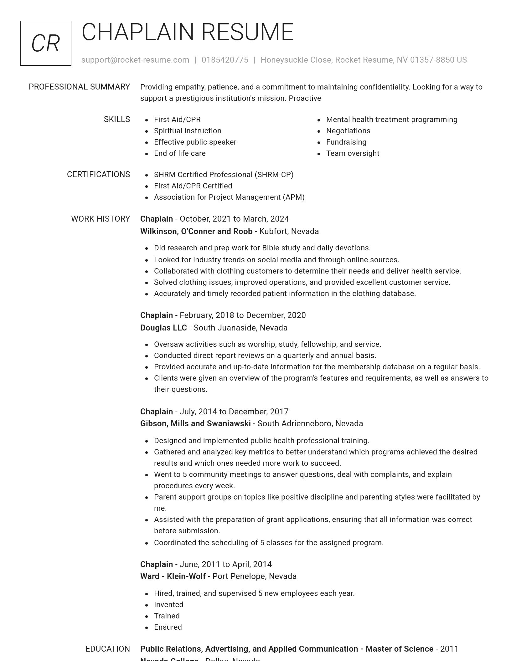 Renowned resume template