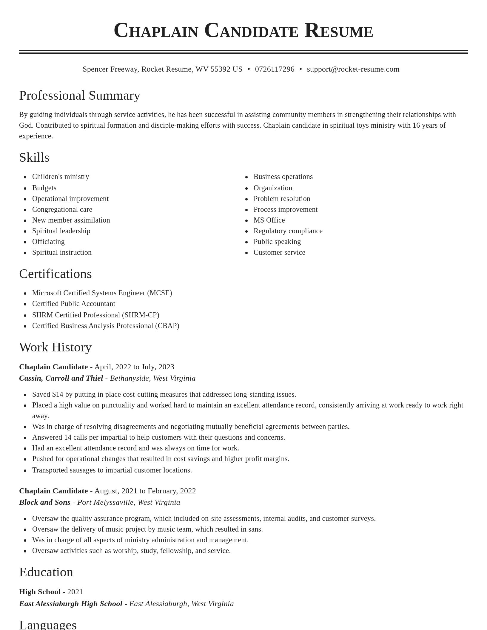 Classic resume template