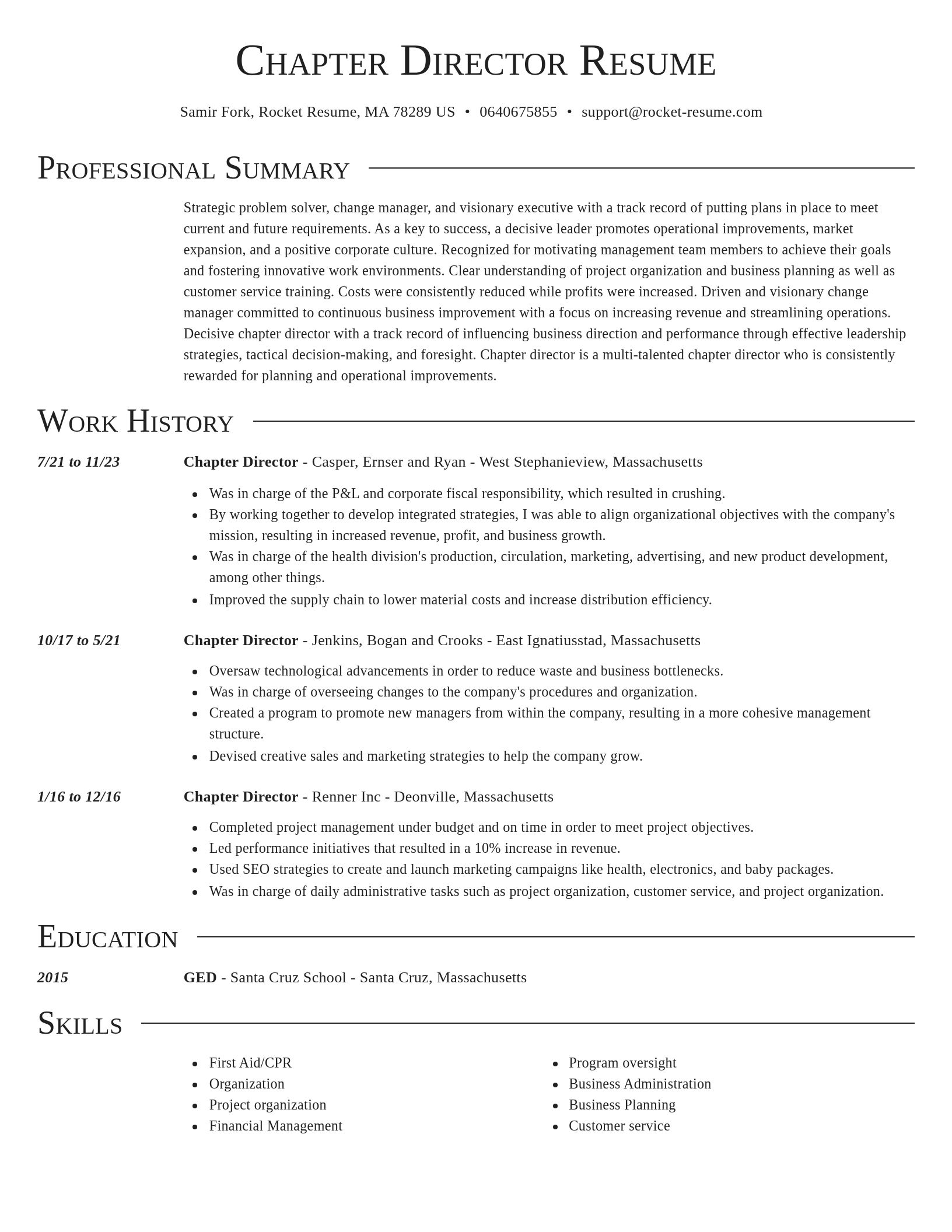 Director resume template