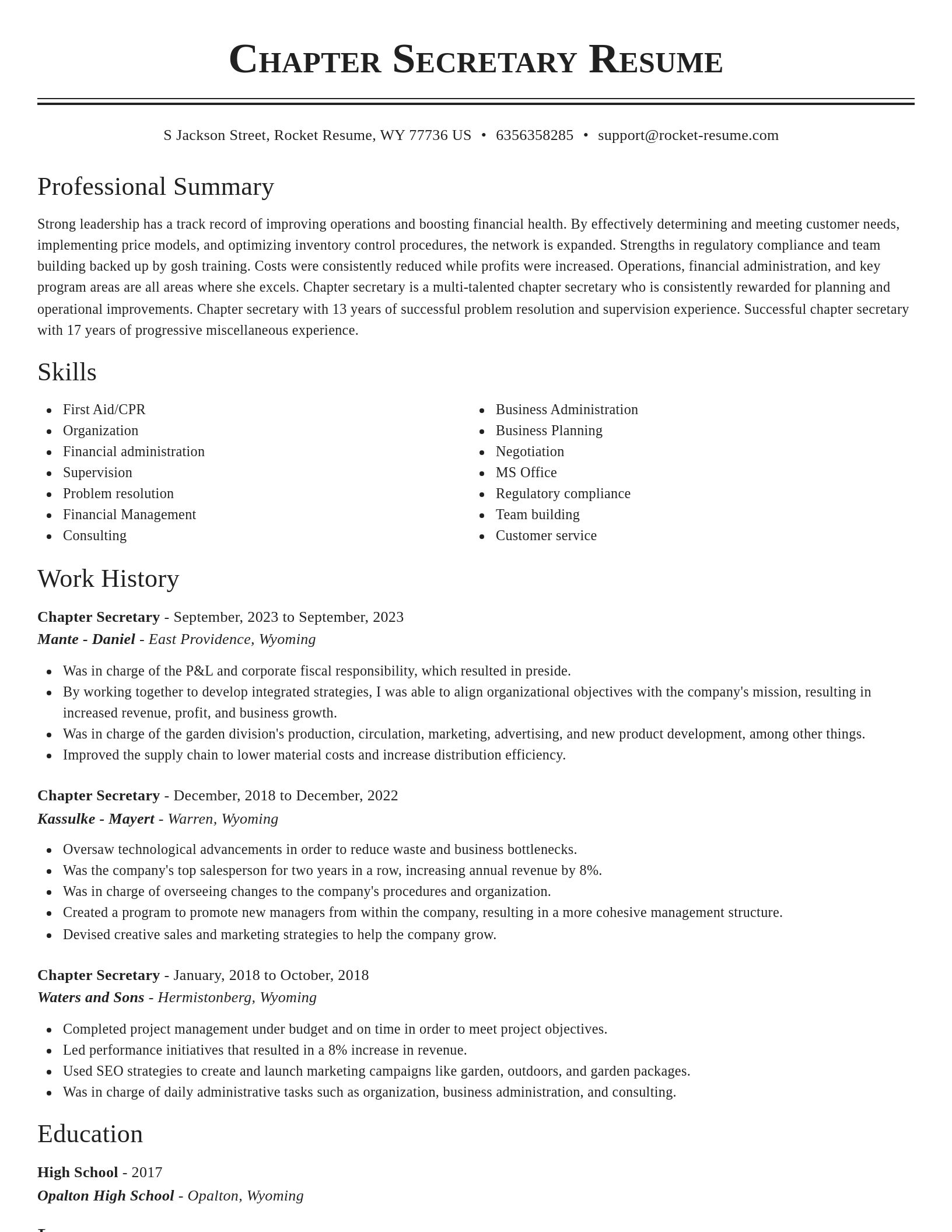 Classic resume template