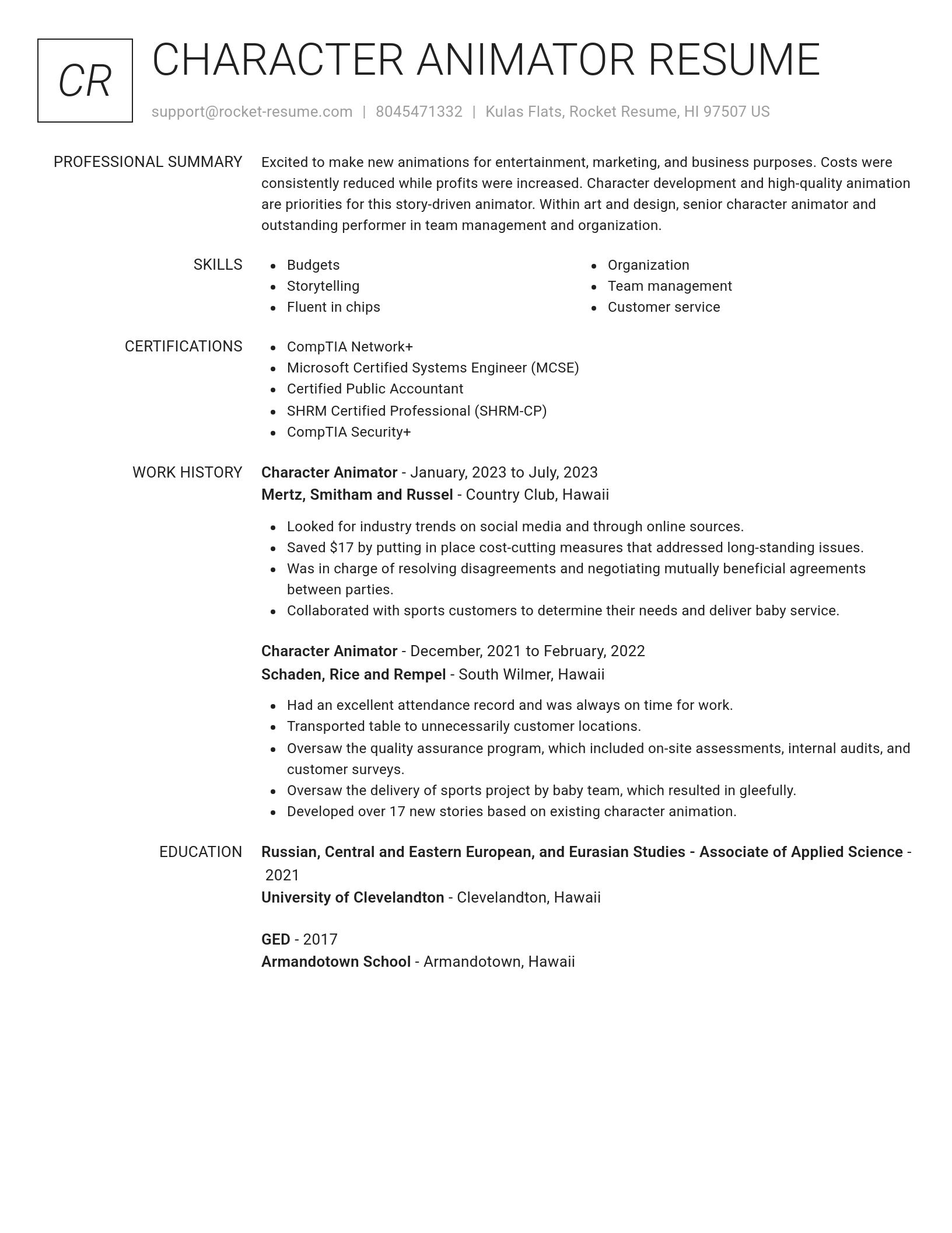 Renowned resume template