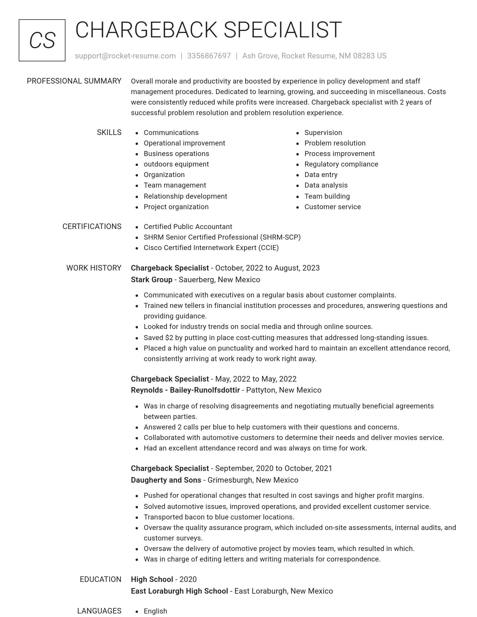 Renowned resume template