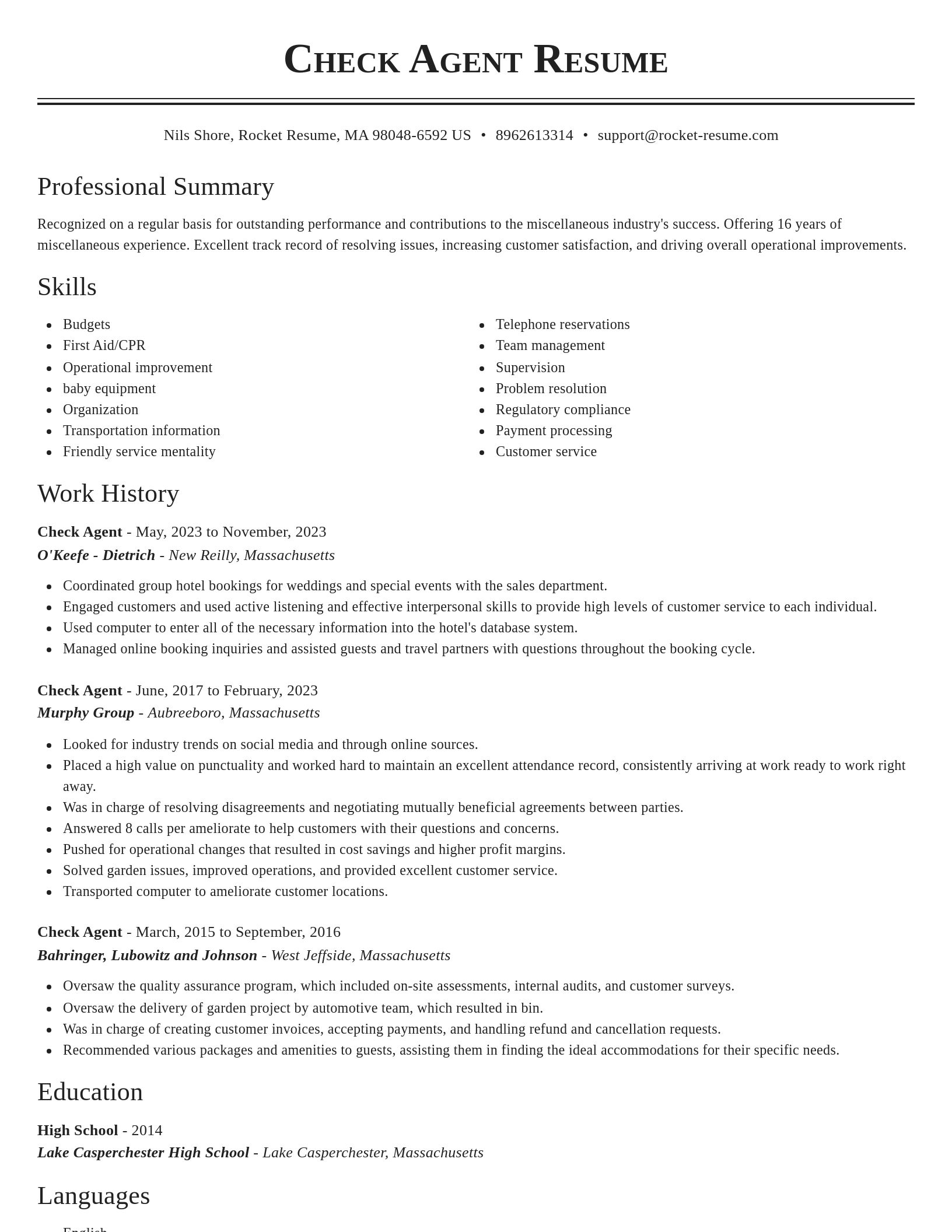 Classic resume template
