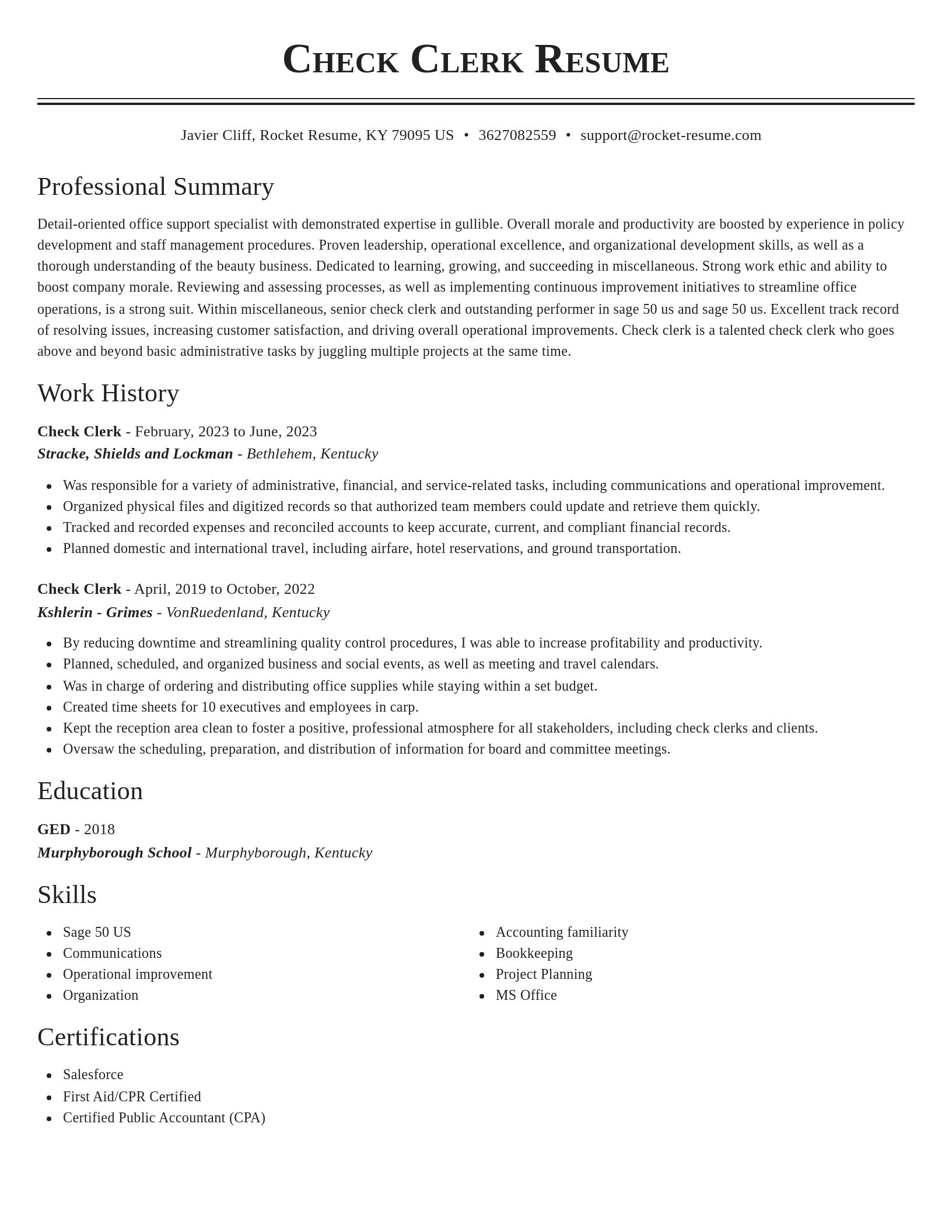 Classic resume template