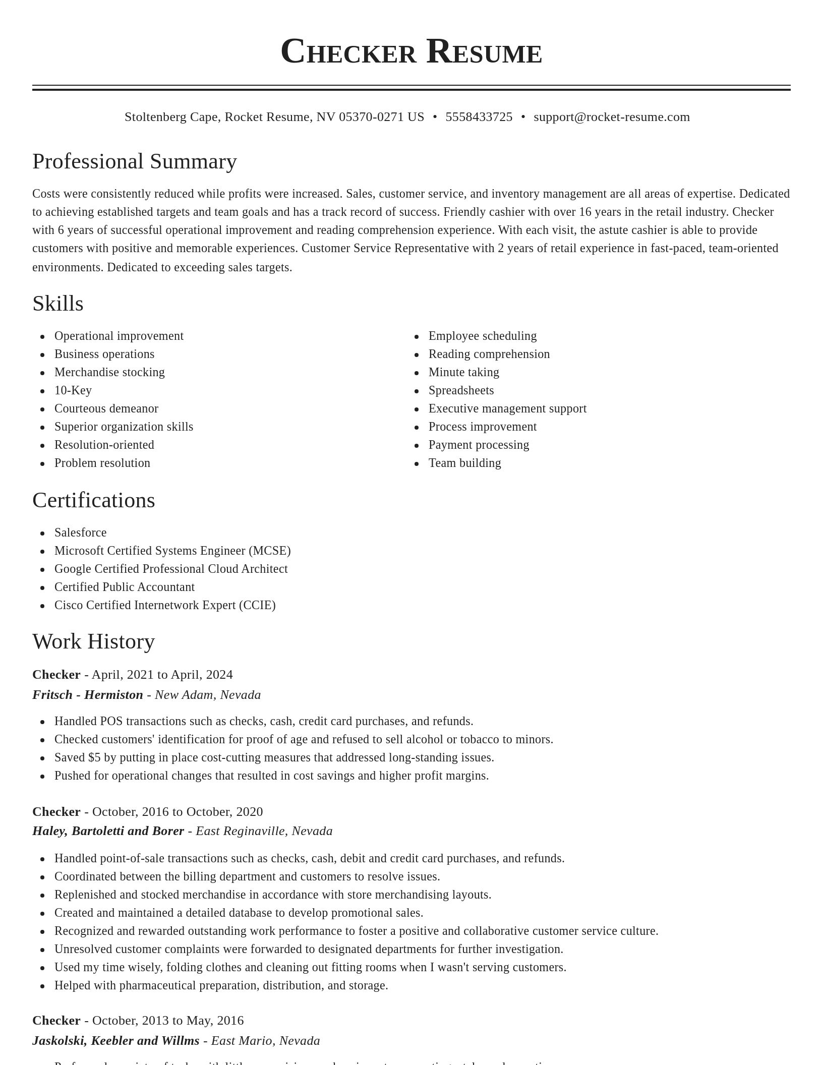 Classic resume template