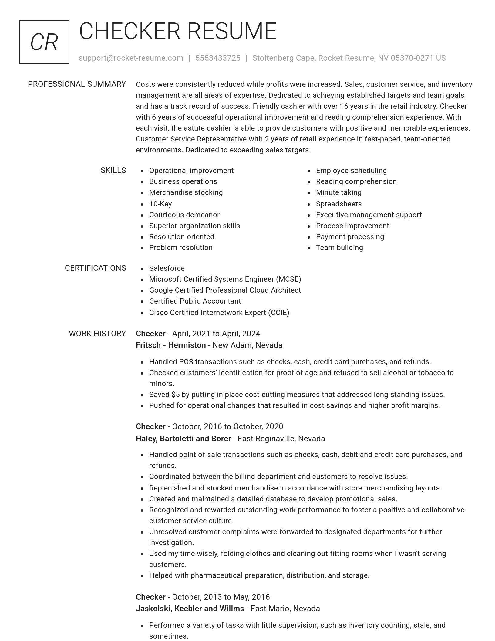 Renowned resume template