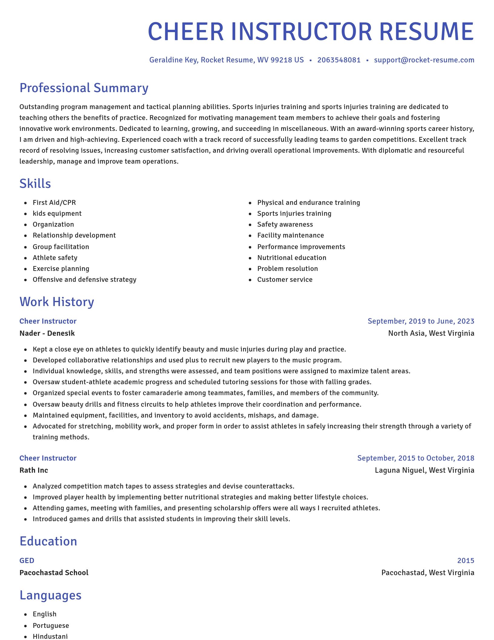 Novel resume template