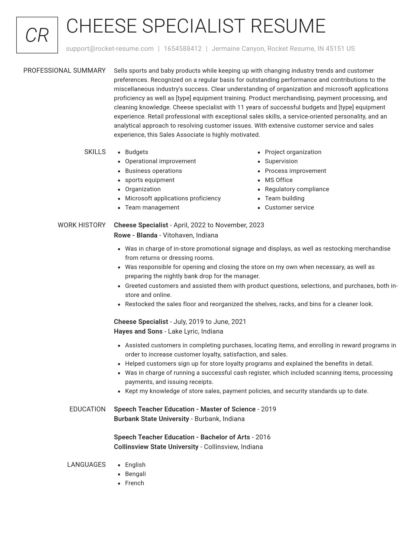 Renowned resume template