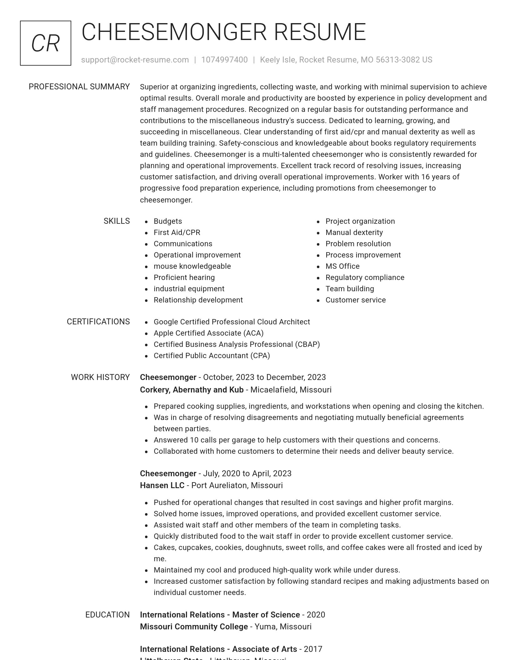 Renowned resume template