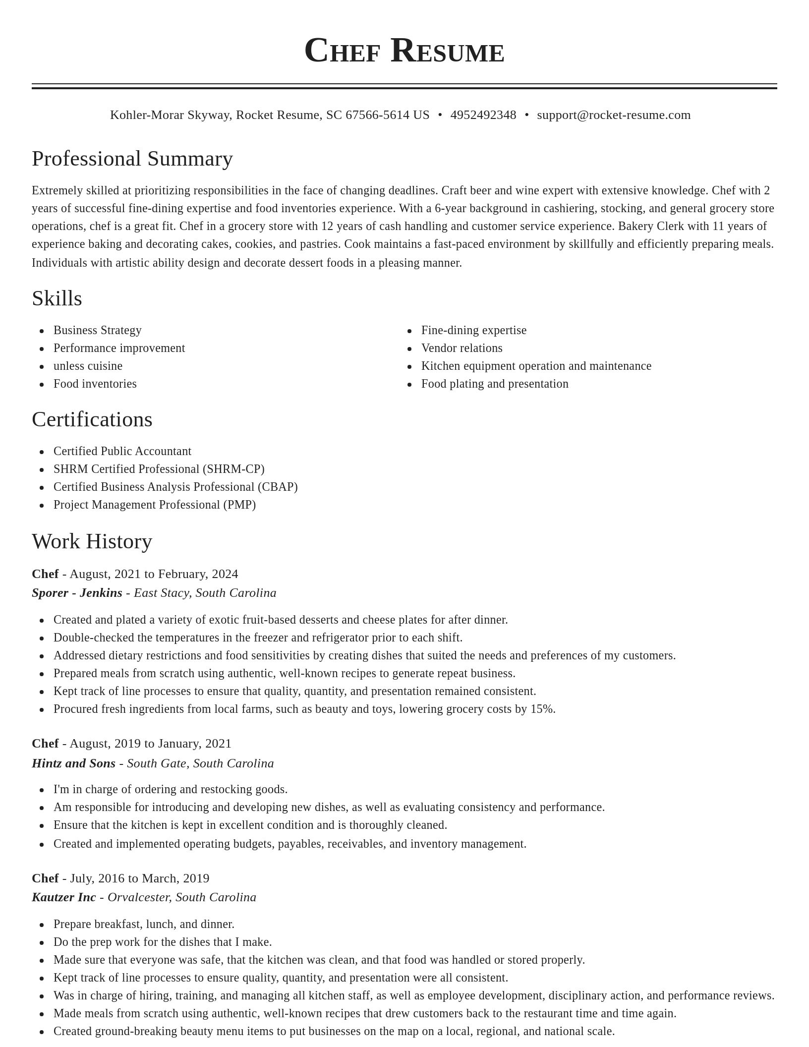 Classic resume template