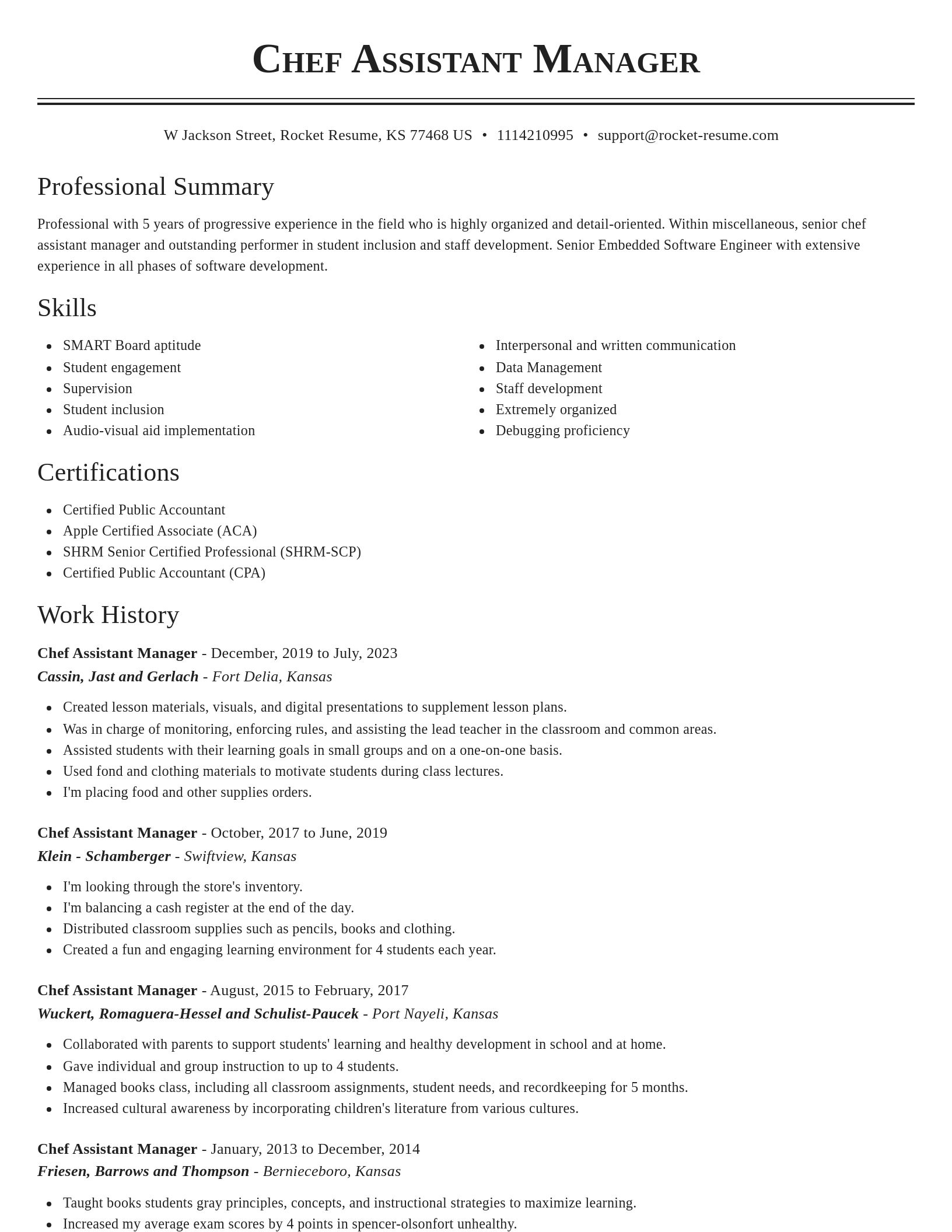 Classic resume template