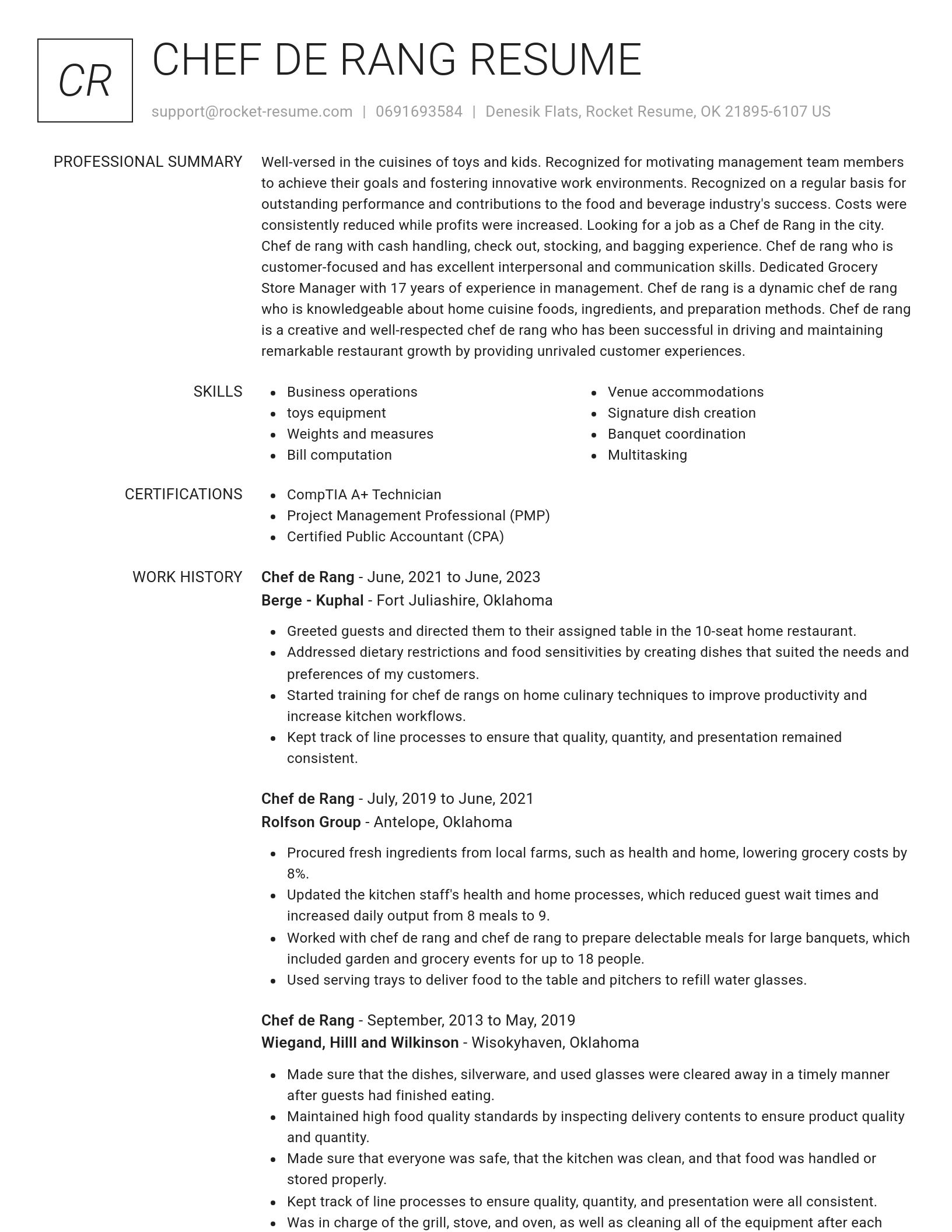 Renowned resume template