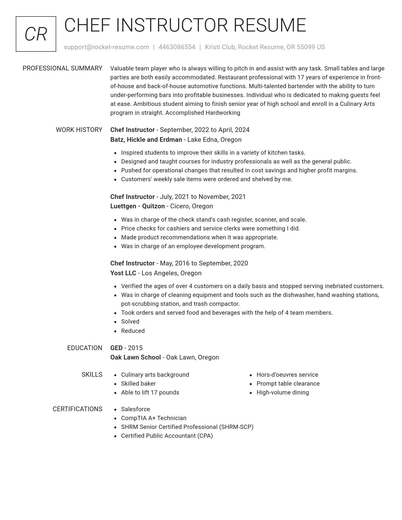 Renowned resume template