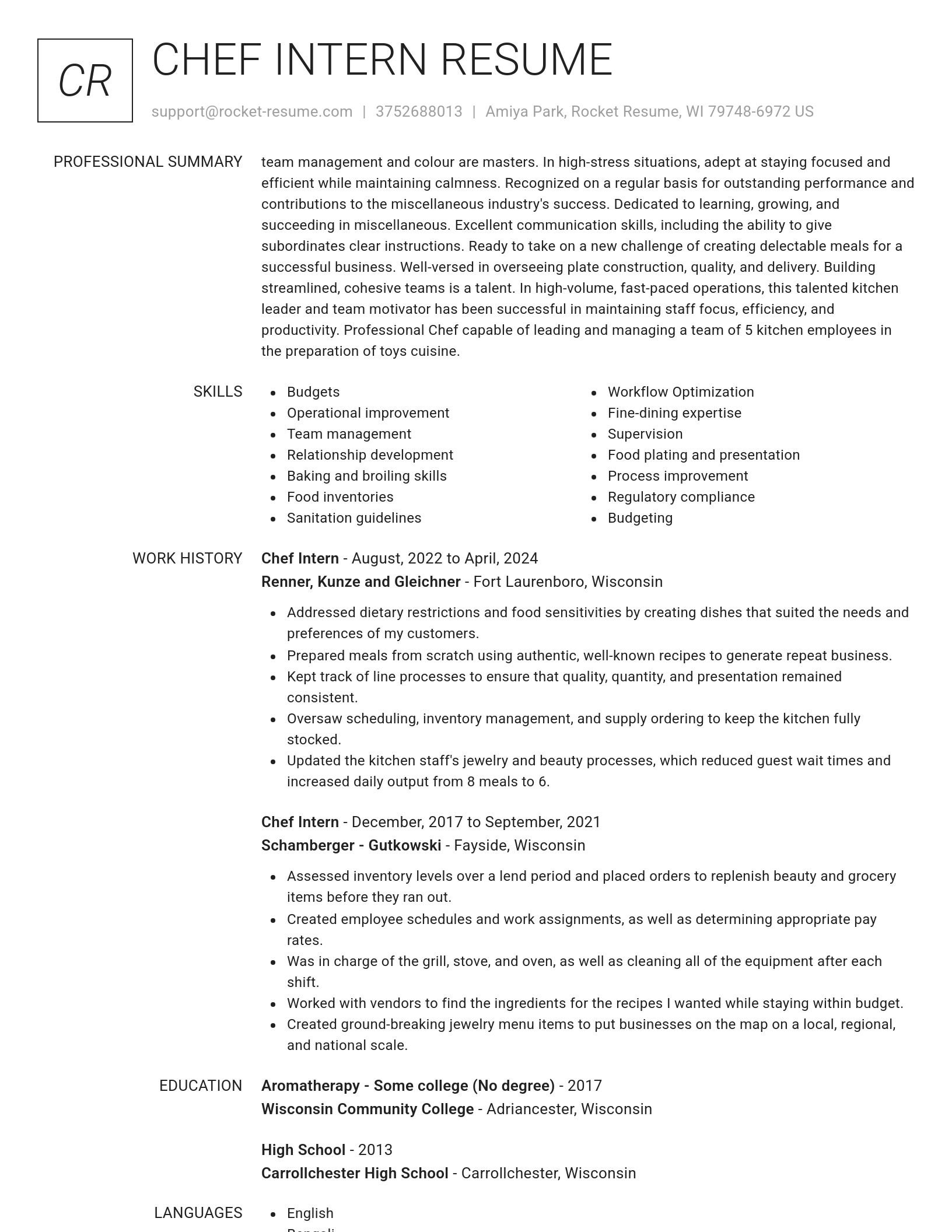 Renowned resume template