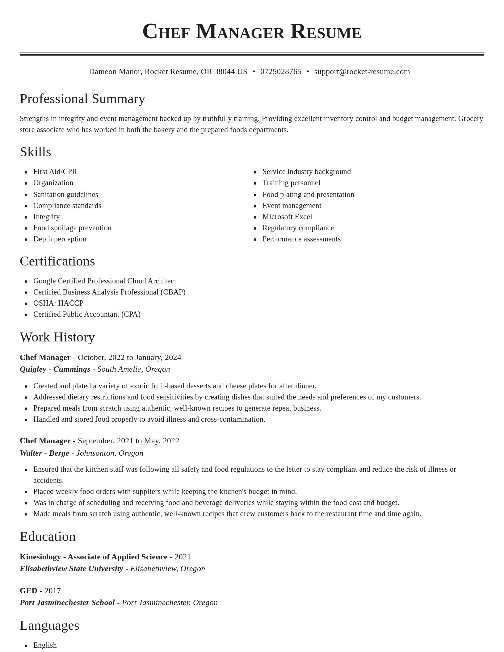 Classic resume template