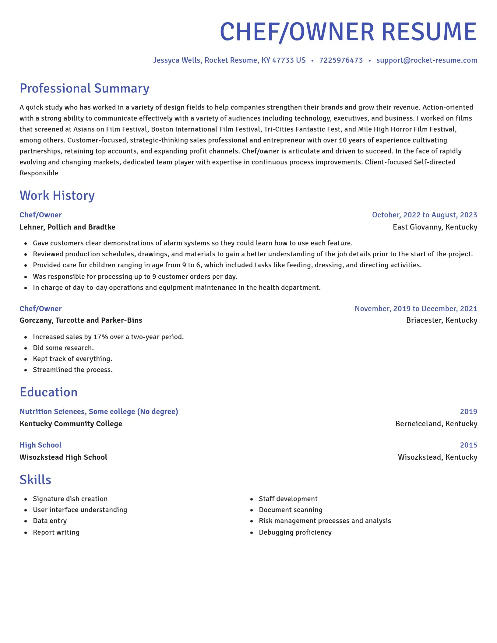Novel resume template