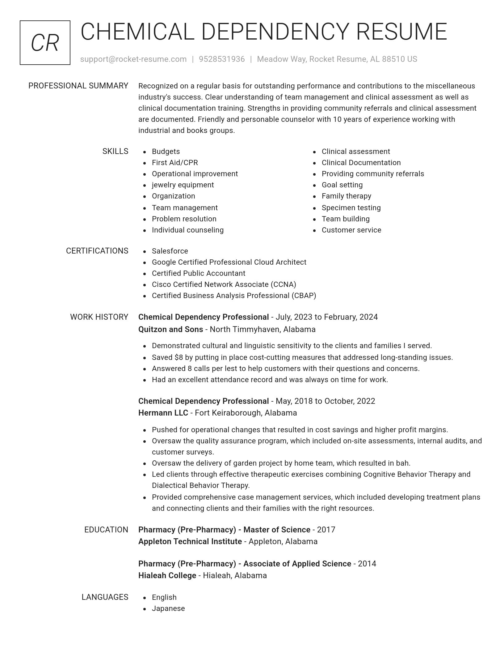 Renowned resume template