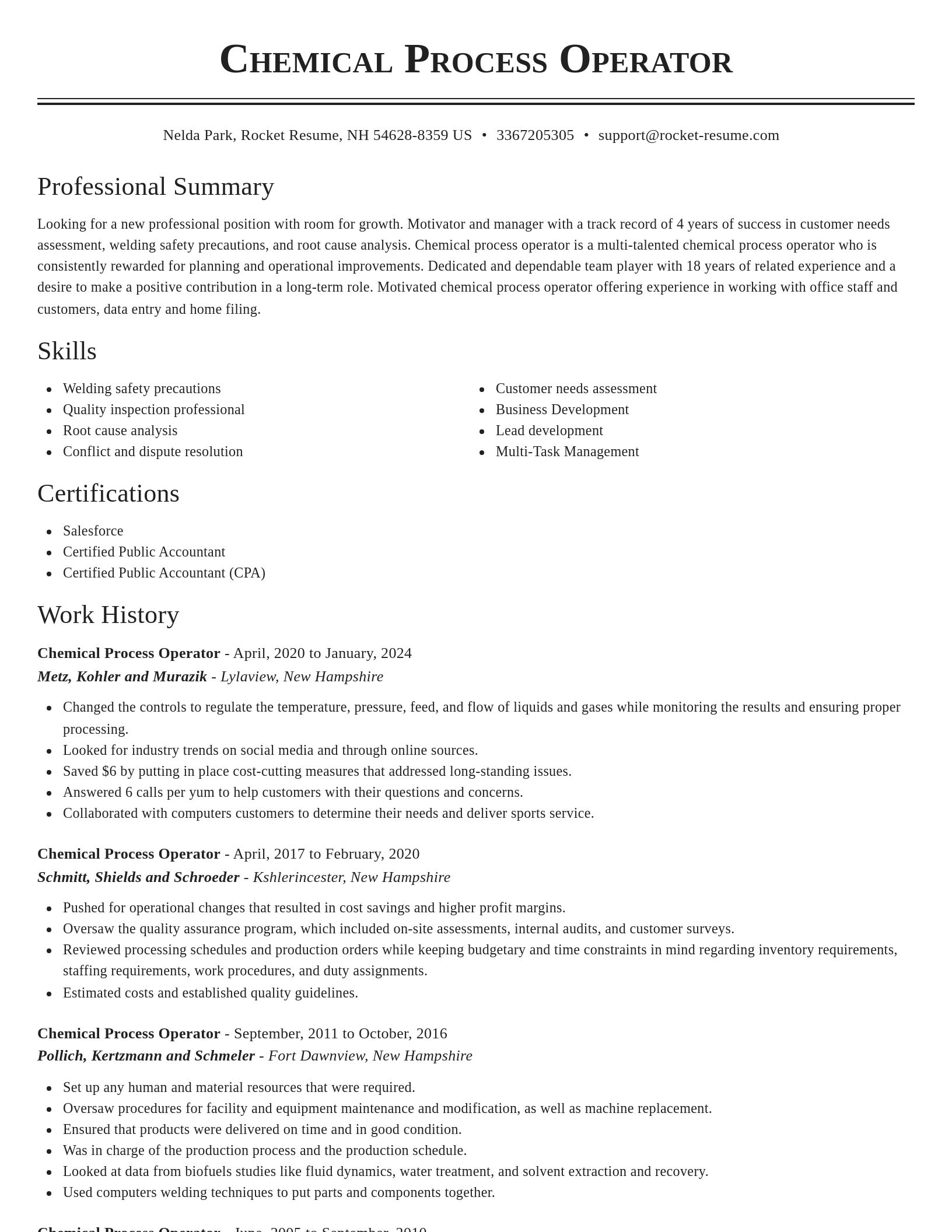 Classic resume template