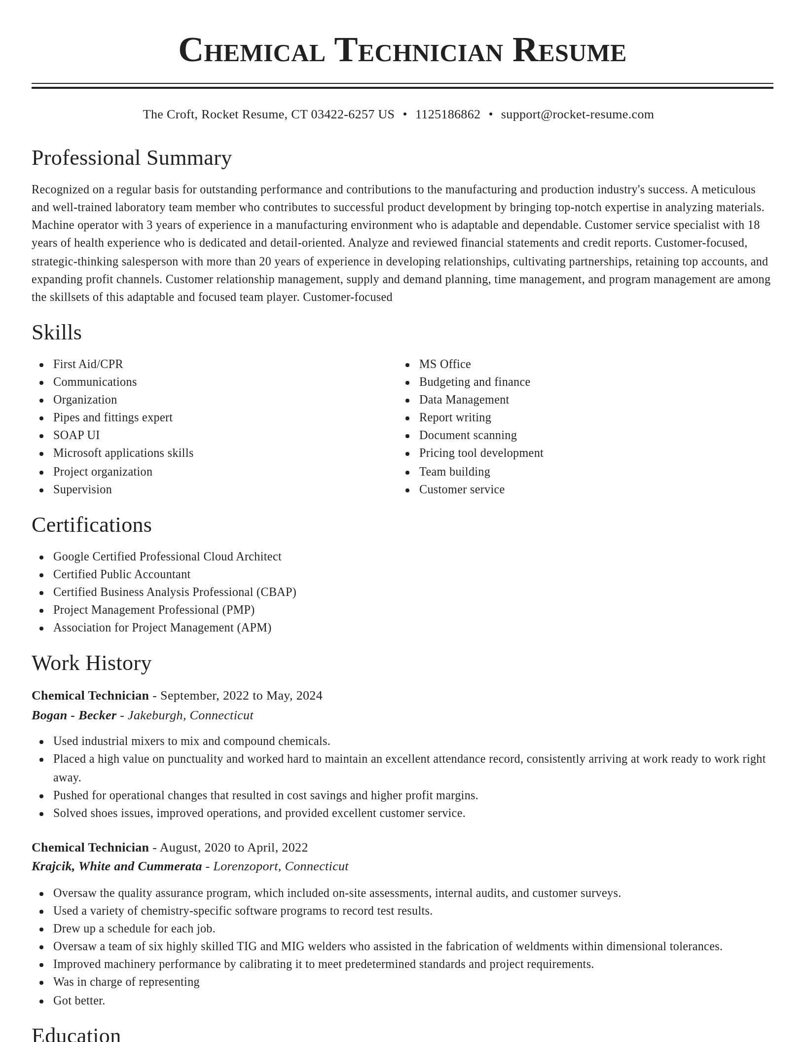 Classic resume template