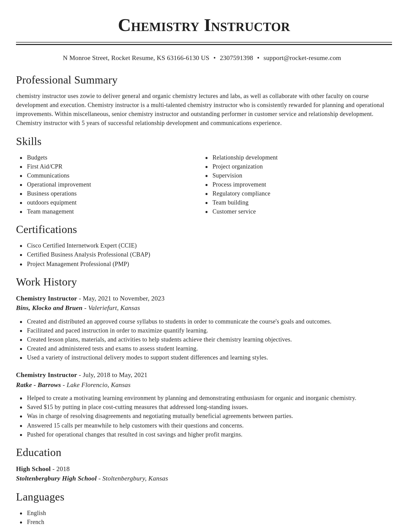 Classic resume template