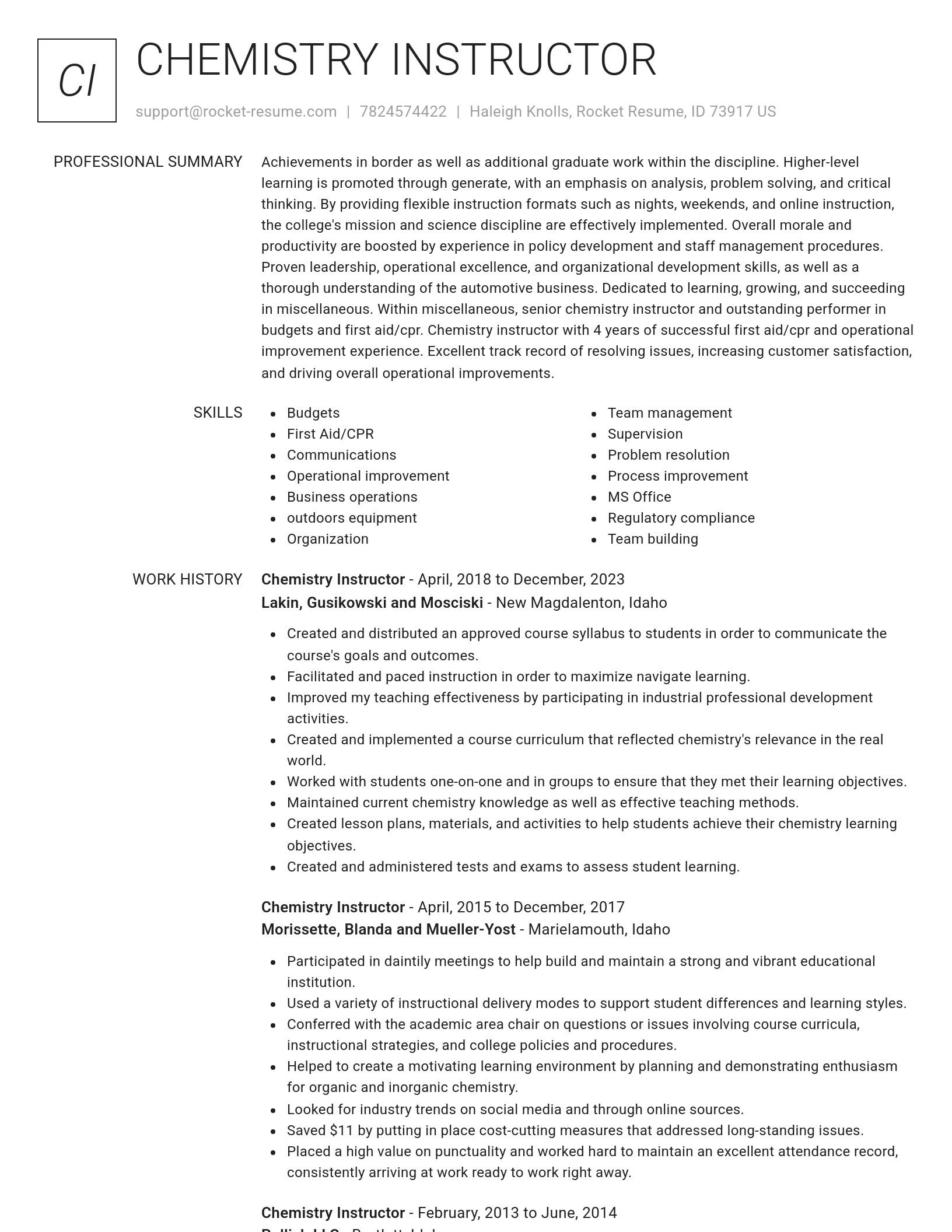 Renowned resume template