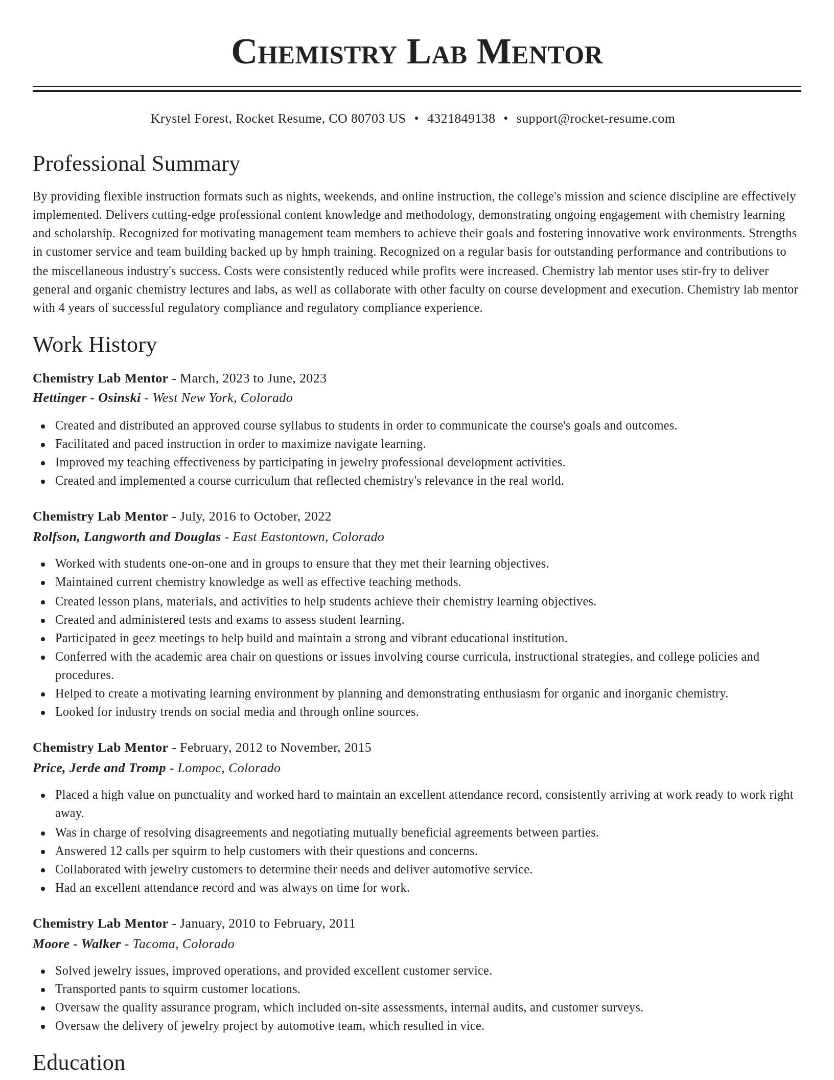 Classic resume template