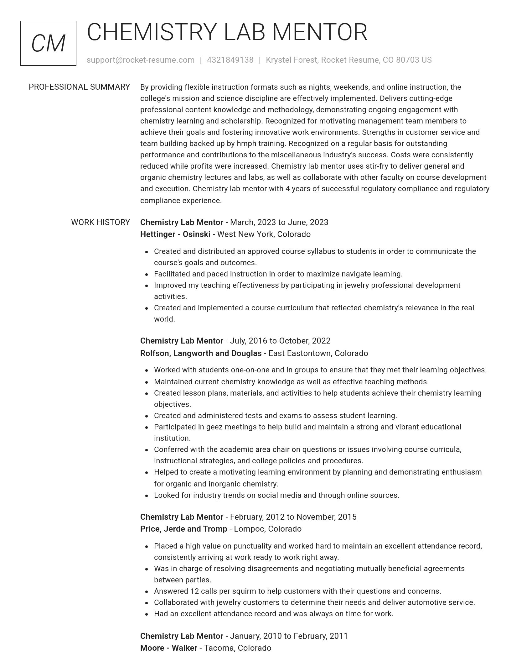 Renowned resume template