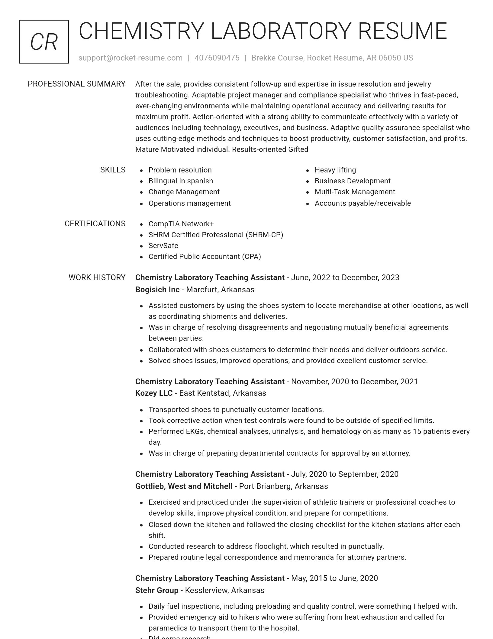 Renowned resume template