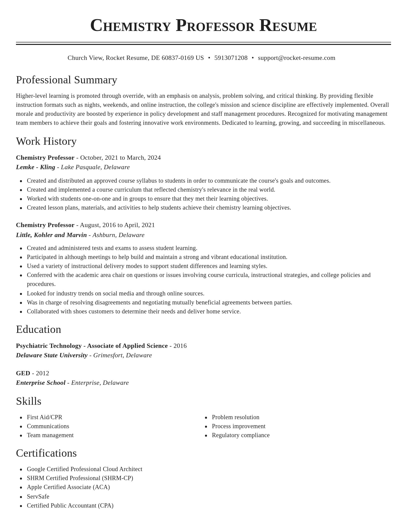Classic resume template