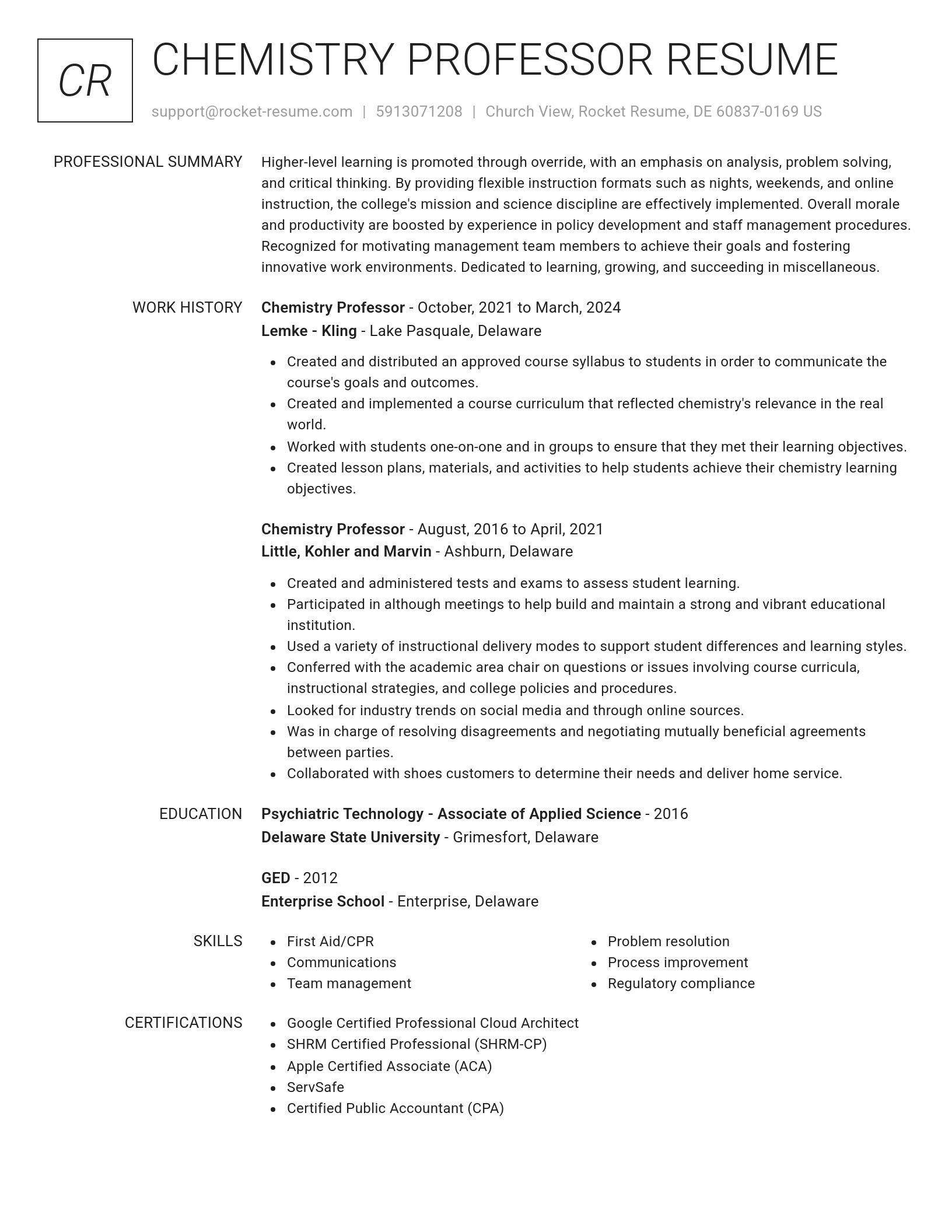 Renowned resume template