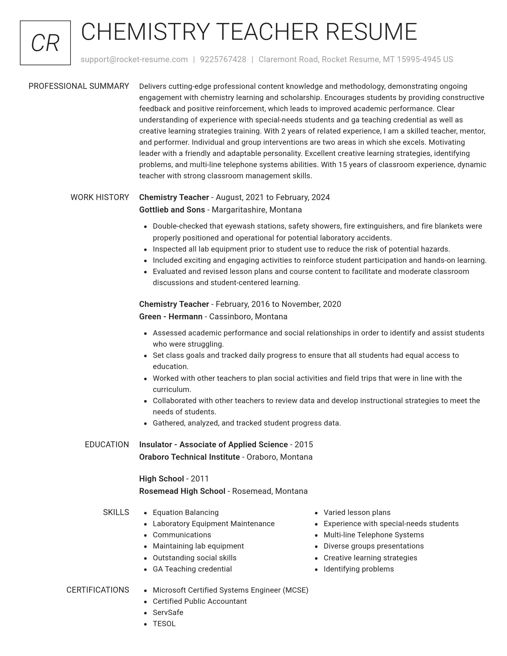Renowned resume template