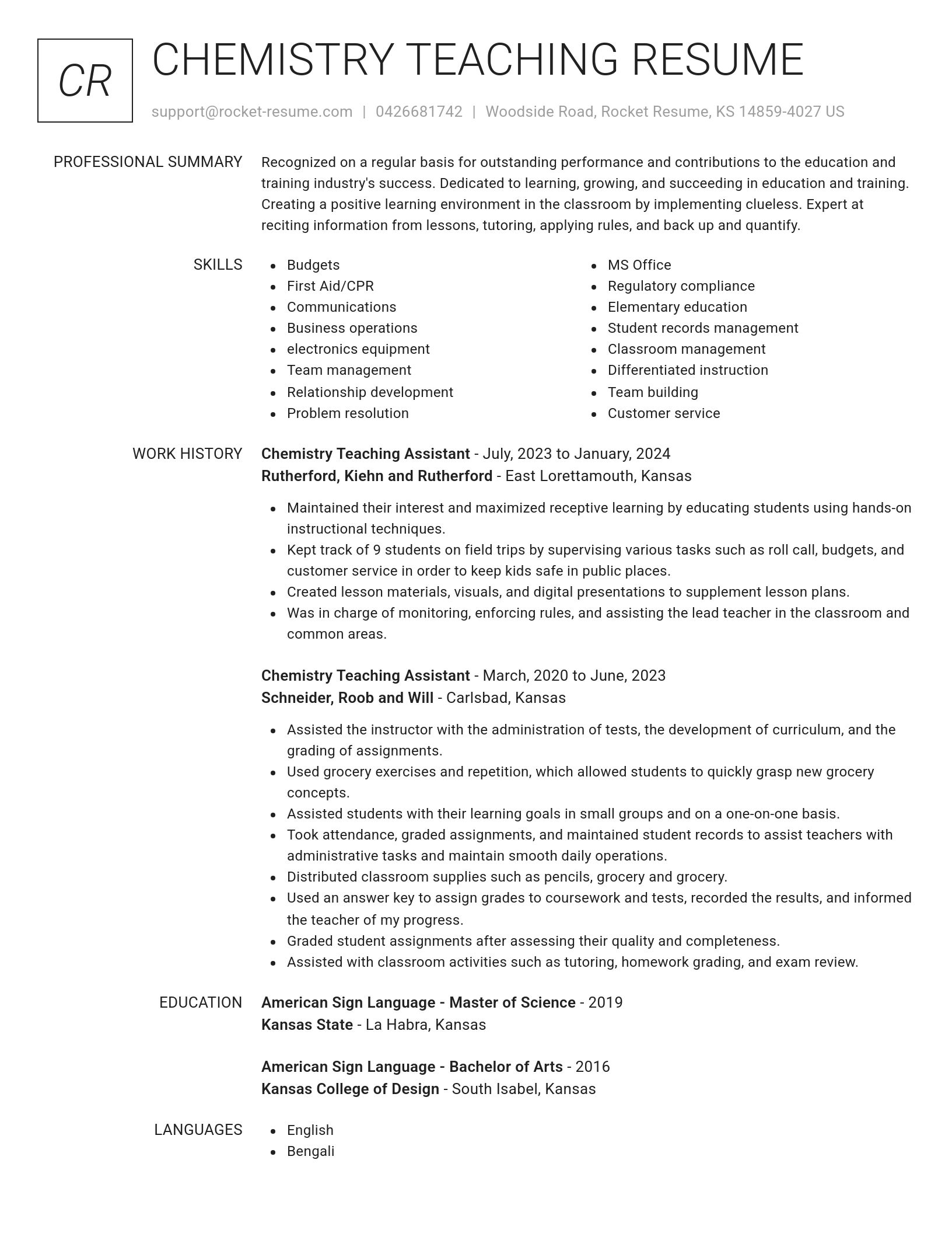 Renowned resume template