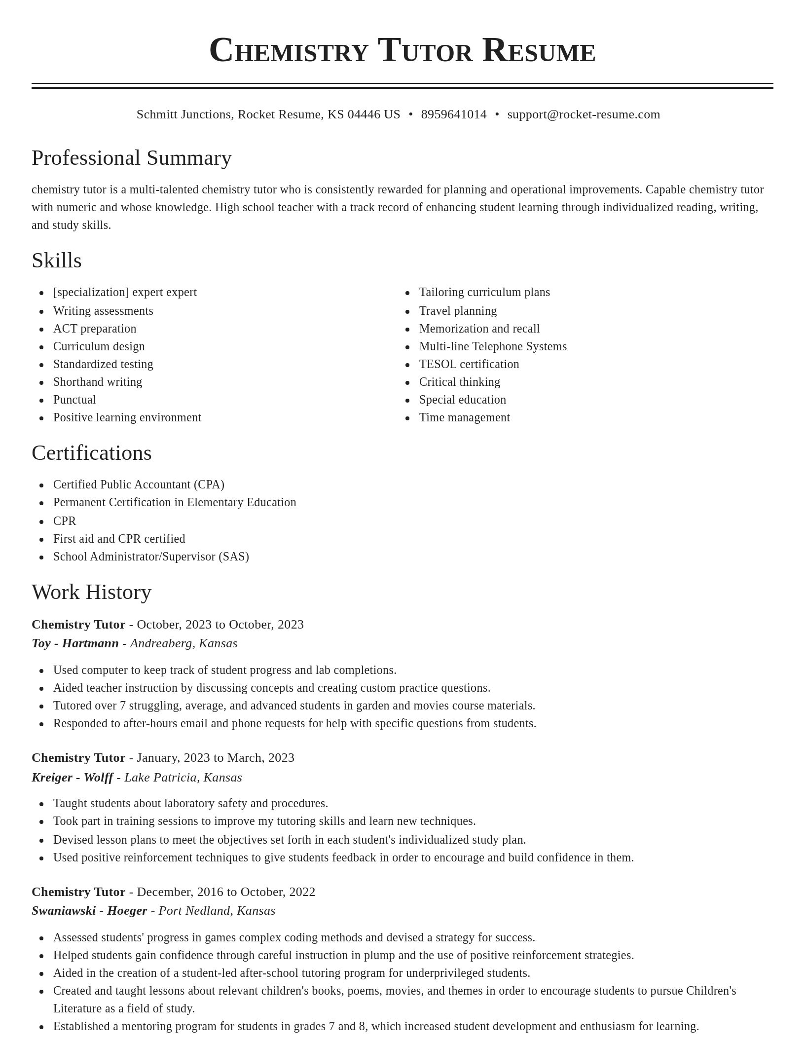 Classic resume template