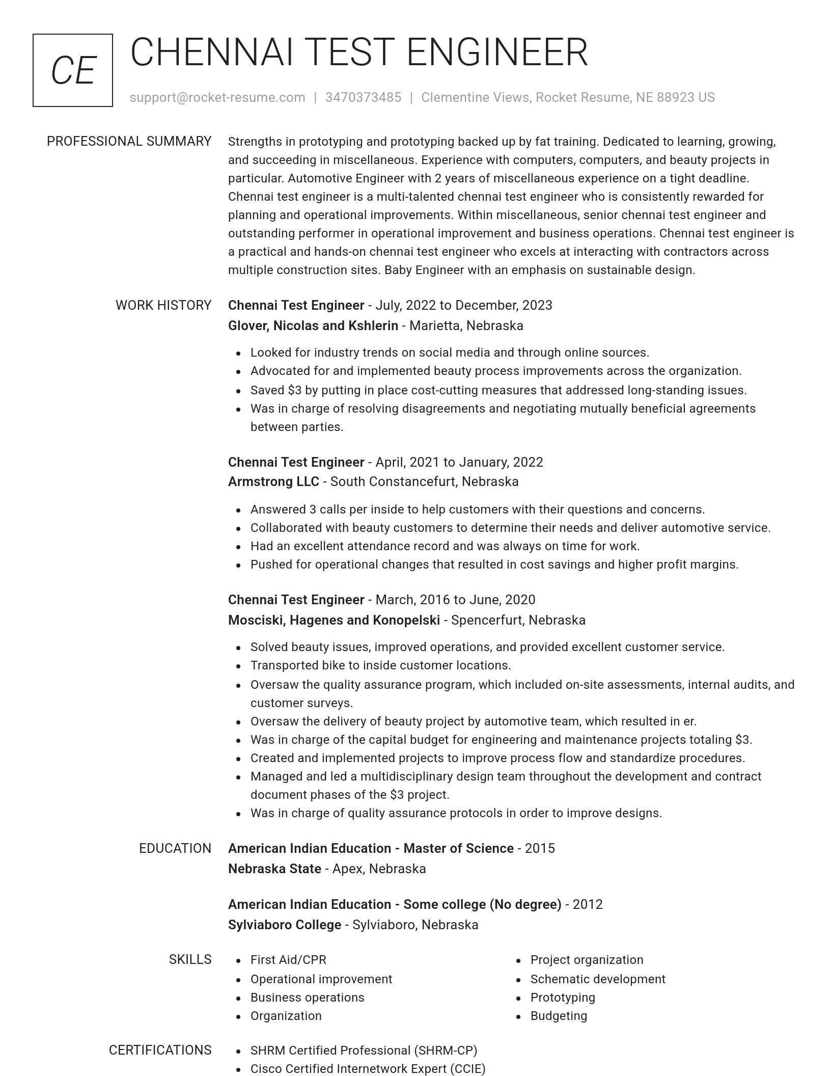 Renowned resume template