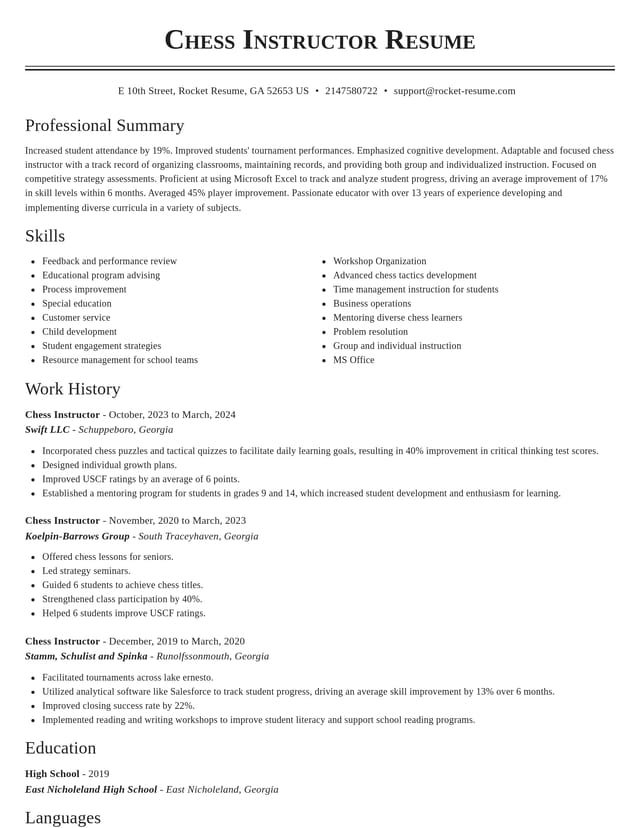 Classic resume template
