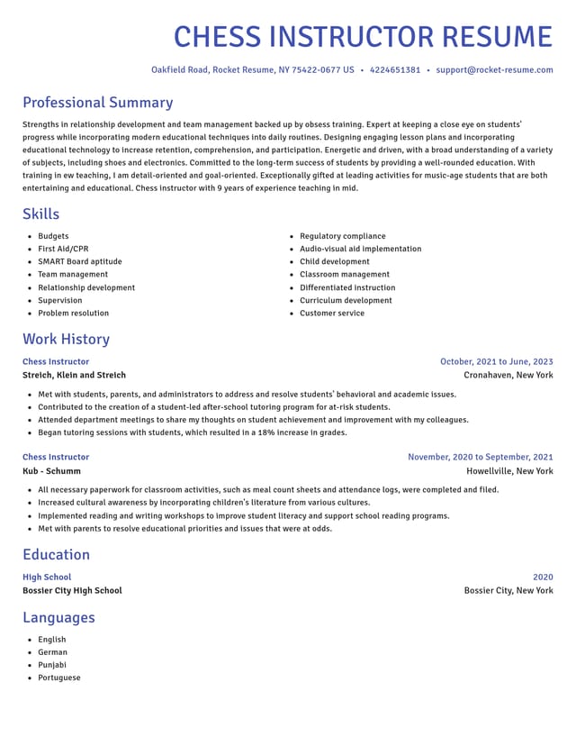 Novel resume template