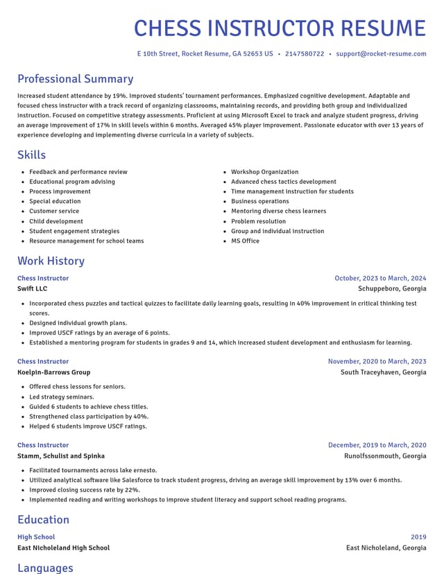 Novel resume template