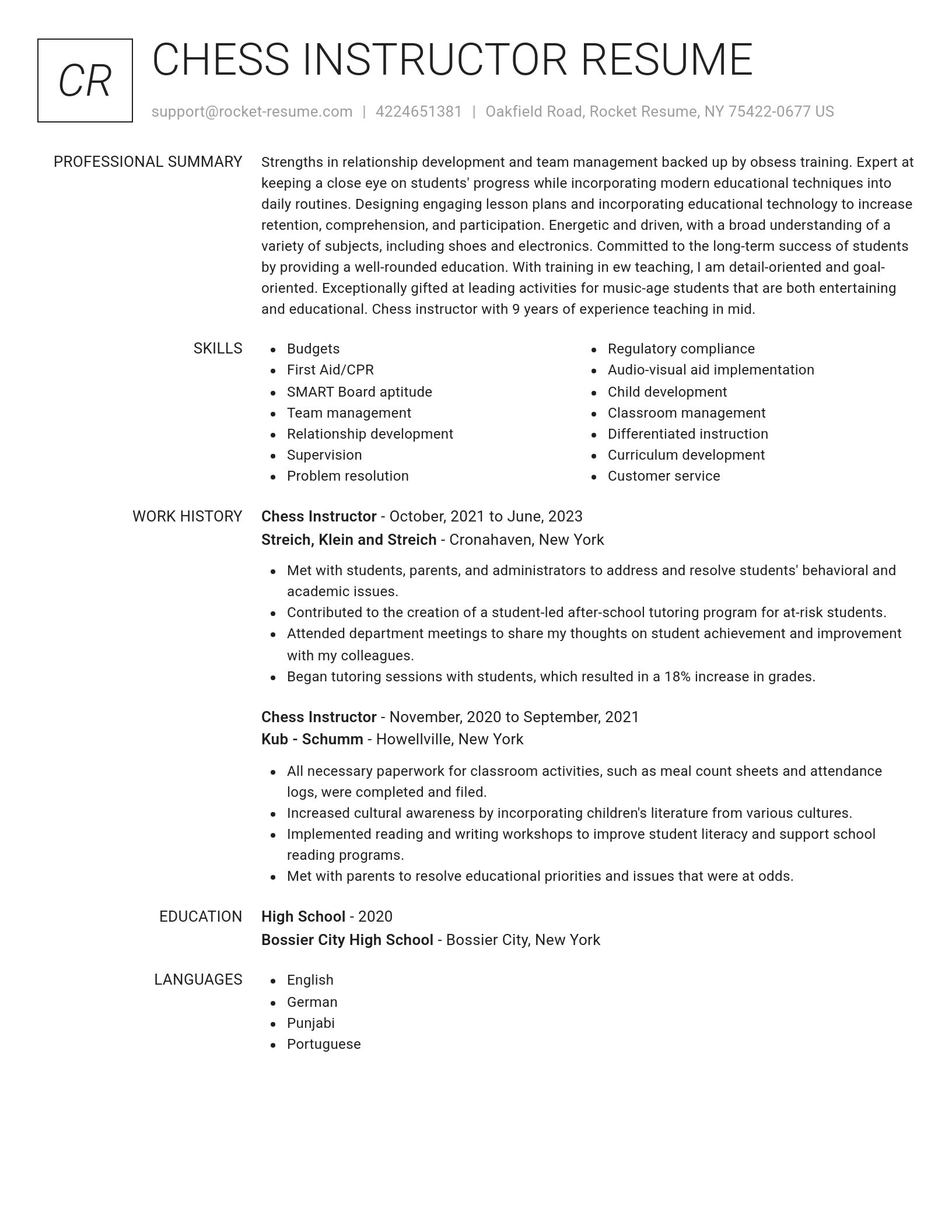 Renowned resume template